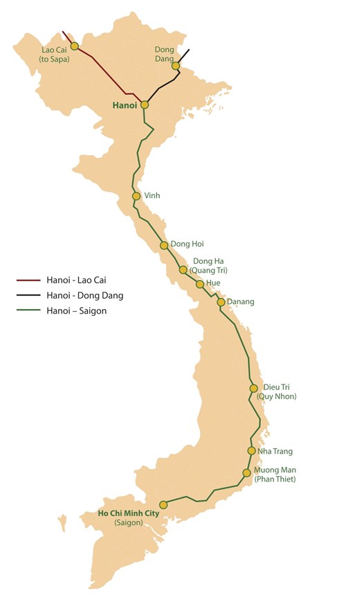 Veitnam Rail Route Map